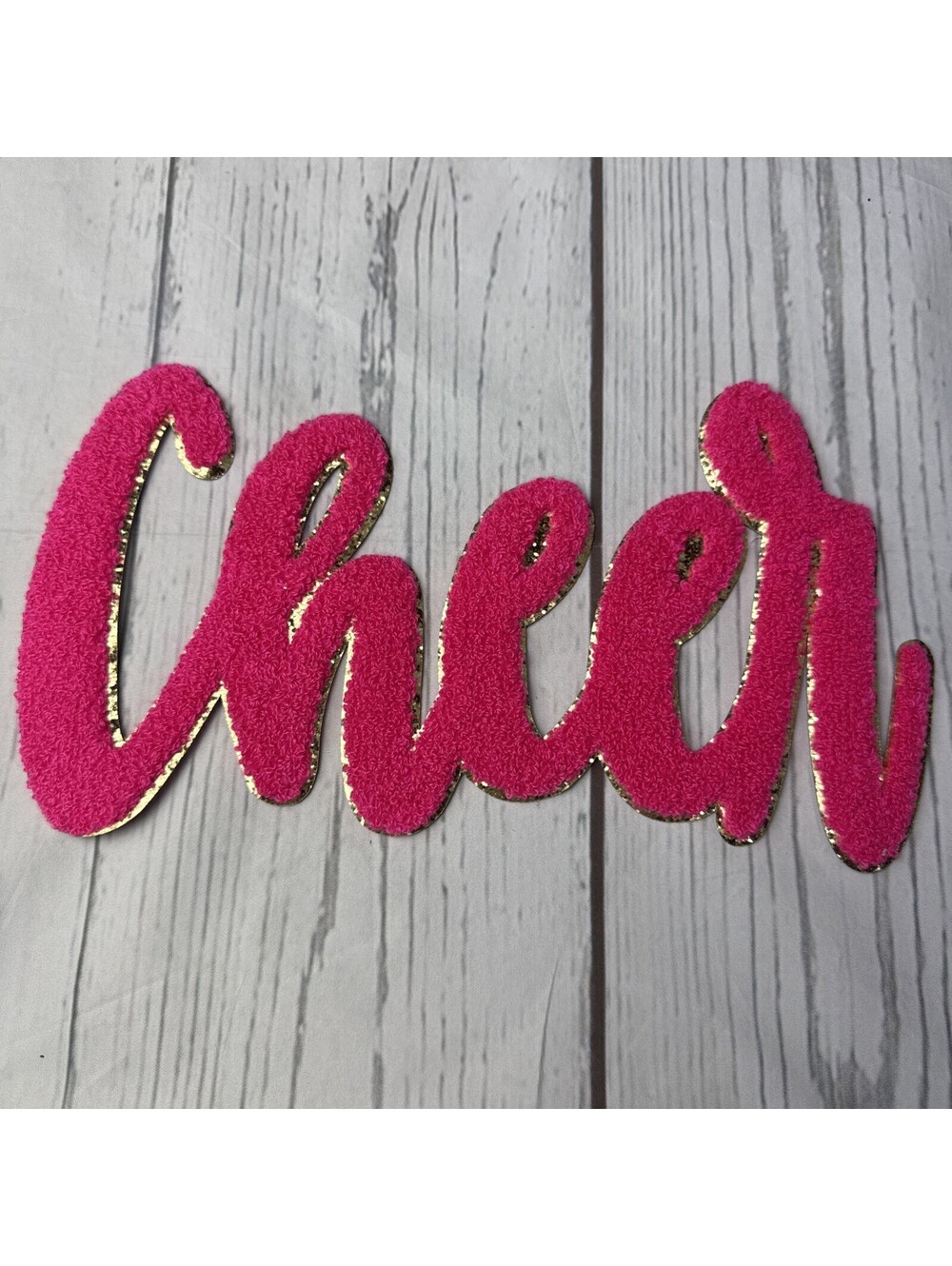 Chenille Iron-On Patch - 11 inch - Cheer - hot pink